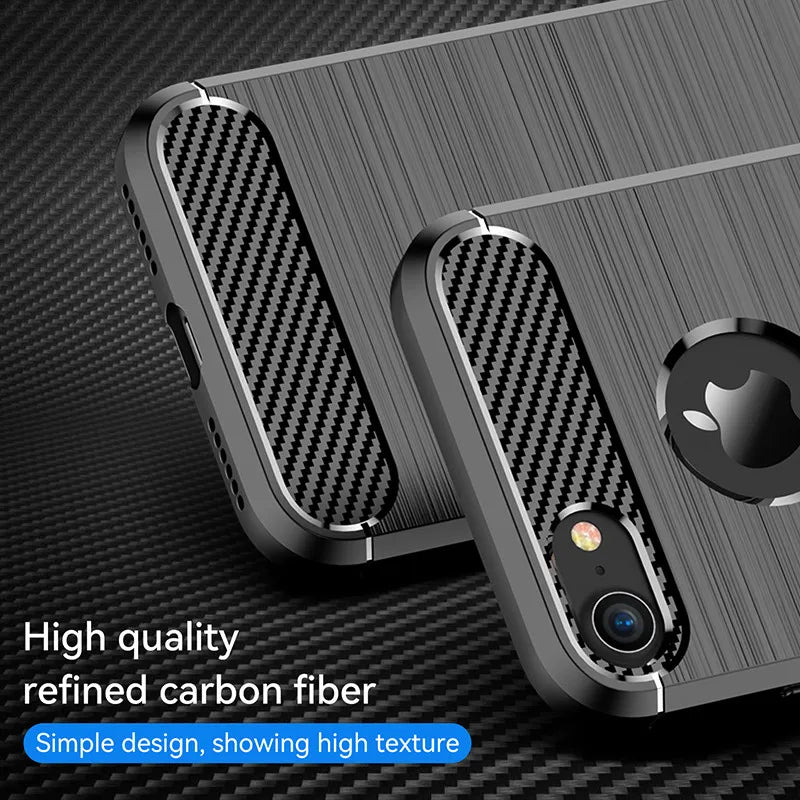 For iPhone 8 Case For Apple iPhone 8 7 Cover 4.7 Inch Carbon Fiber Shockproof Silicone Bumper For Apple iPhone 7 8 Fundas