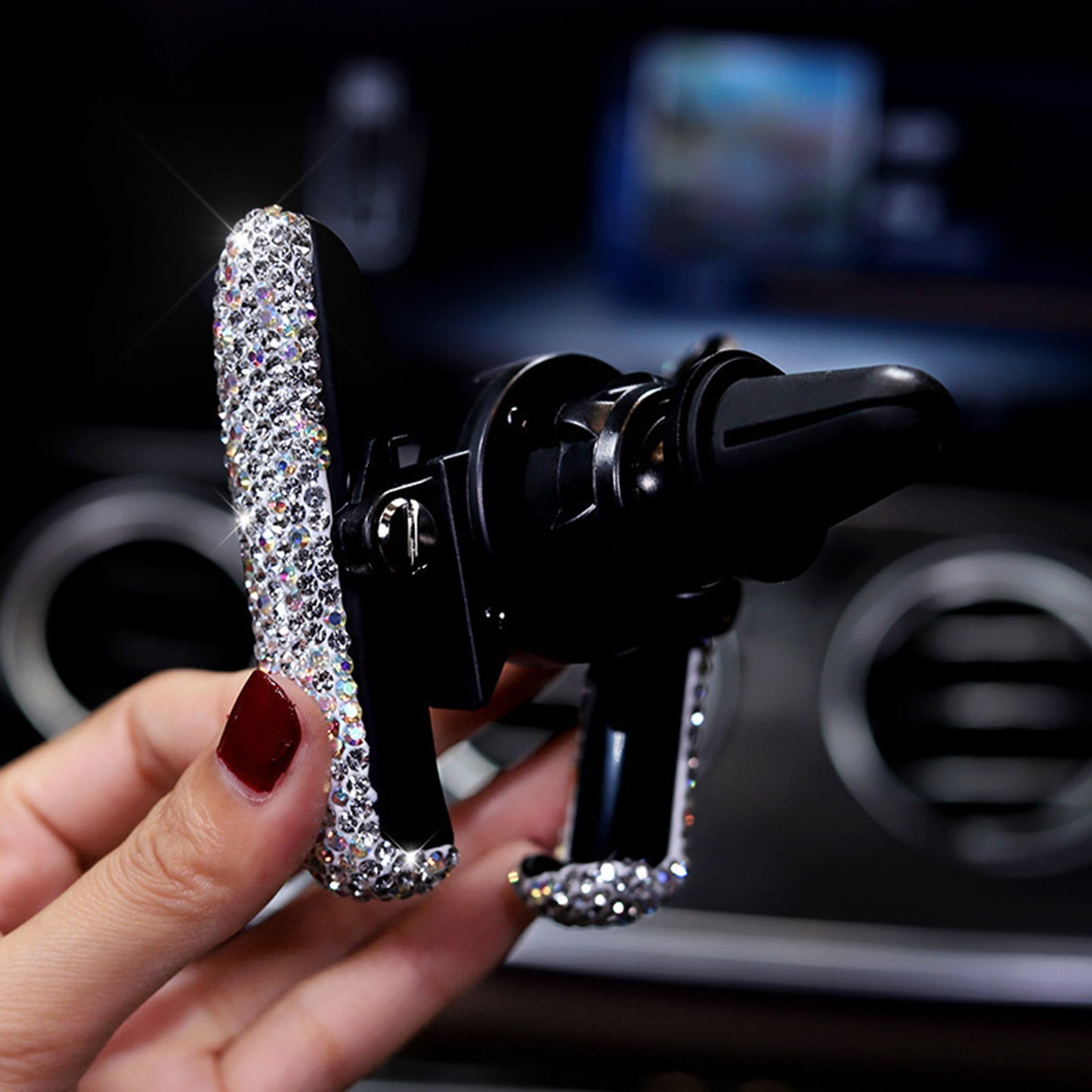 Car Phone Holder Women Diamond Crystal Car Air Vent Mount Clip Mobile Phone Holder Stand in Car Bracket Interior Accessories 