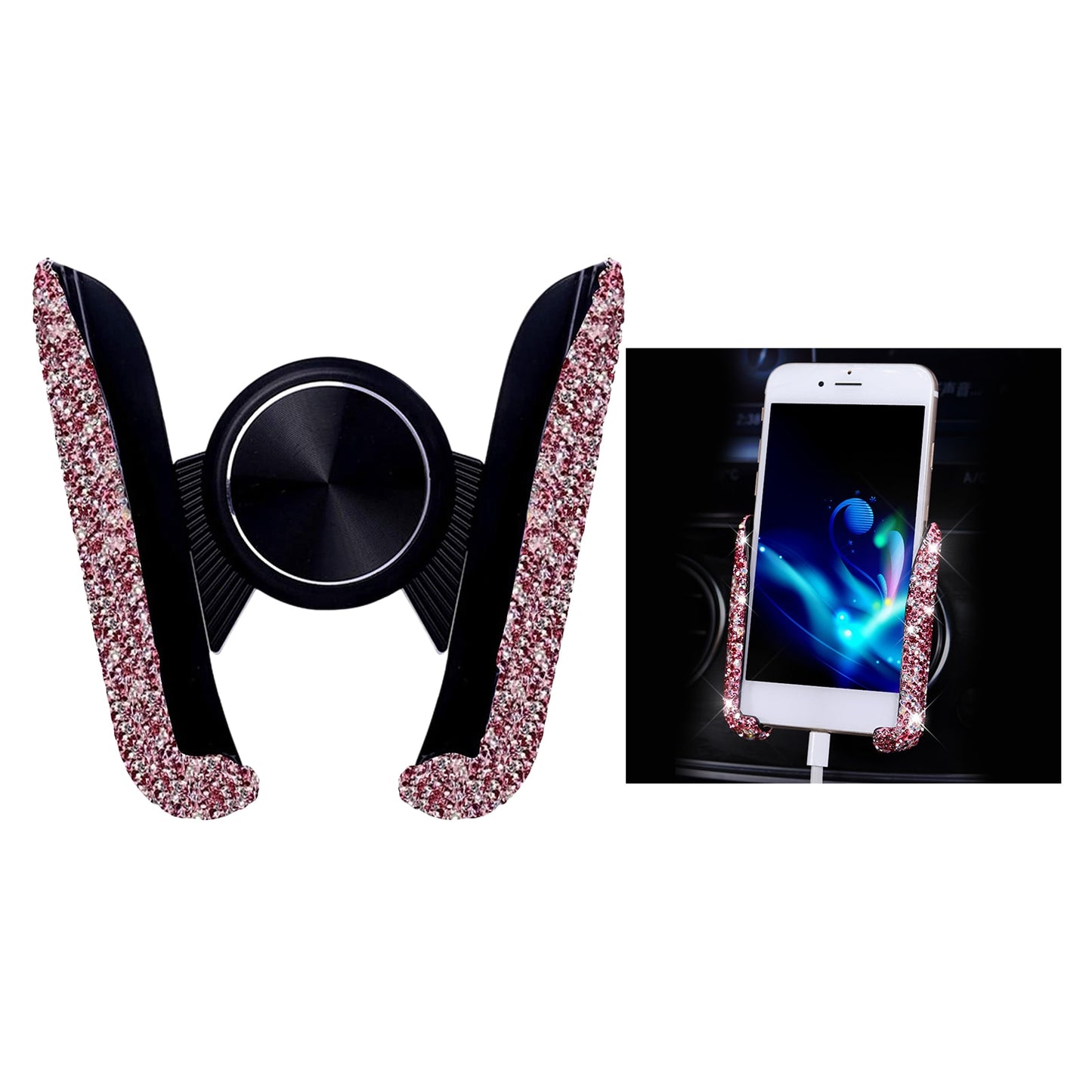 Car Phone Holder Women Diamond Crystal Car Air Vent Mount Clip Mobile Phone Holder Stand in Car Bracket Interior Accessories 