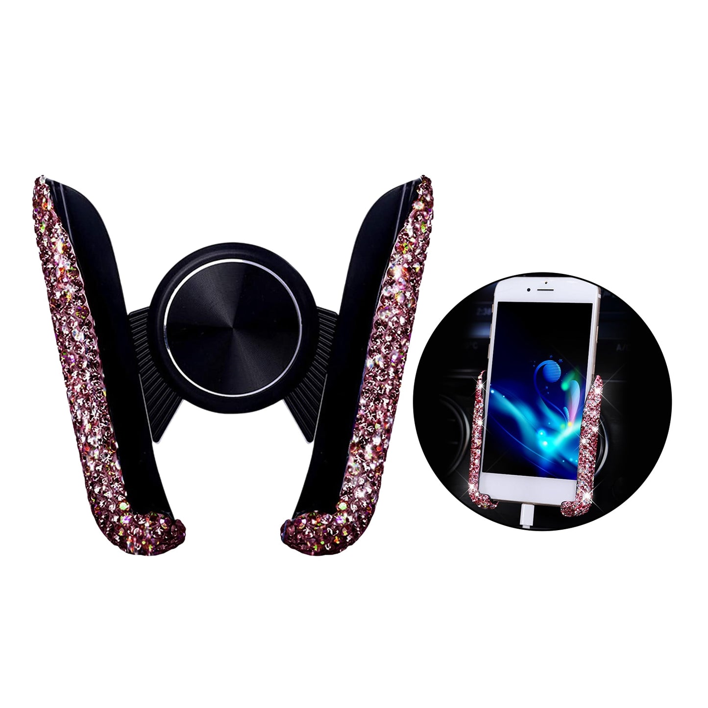 Car Phone Holder Women Diamond Crystal Car Air Vent Mount Clip Mobile Phone Holder Stand in Car Bracket Interior Accessories 